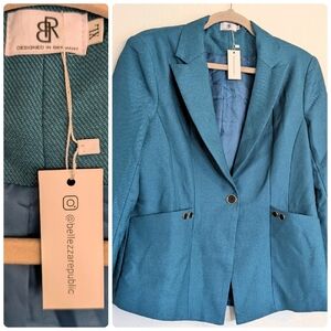 Bellezza Republic Teal Suit Jacket Blazer Classic Academia Business Wear